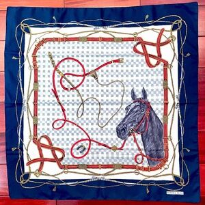 1970s Norma Dori Vintage Equestrian Scarf, London